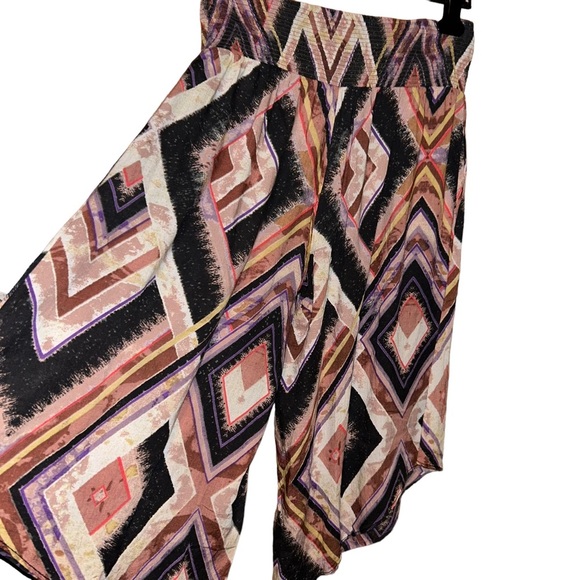 Free people Miranda Angular Printed Pull-On smocked wide Pants small S boho - Picture 4 of 6